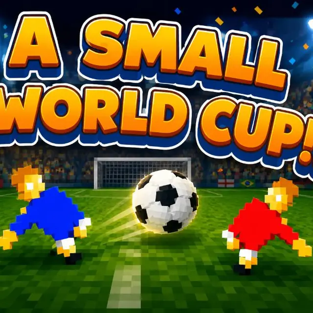 Two wobbly footballers falling over each other in front of a goal
