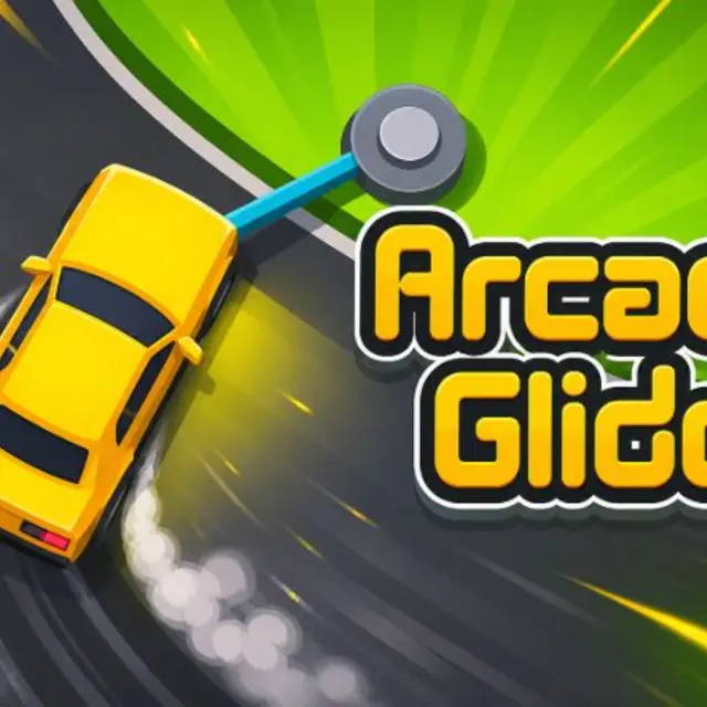 Top down car swinging around a pillar on a tether in a minimalist drift game