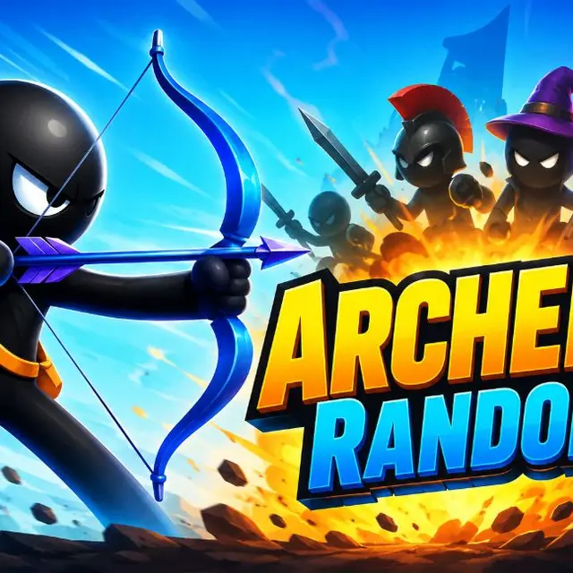 Stickman archer firing an arcing arrow at a distant target