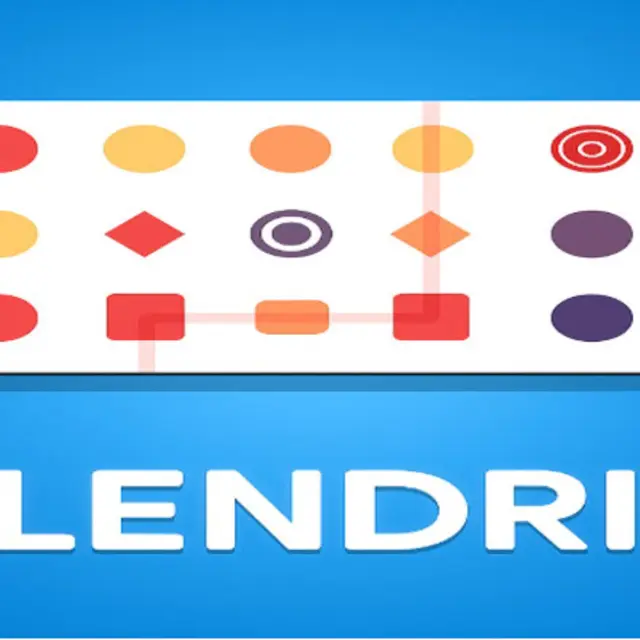 Grid of coloured dots with a connecting line drawn between two of them