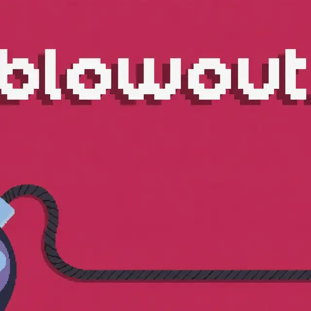 Character blowing at a bomb with a burning fuse