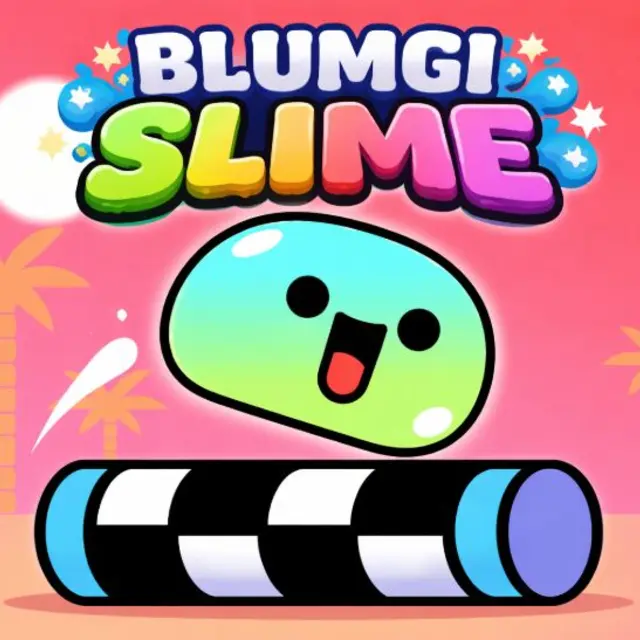 Slime character charging a jump on a platform course