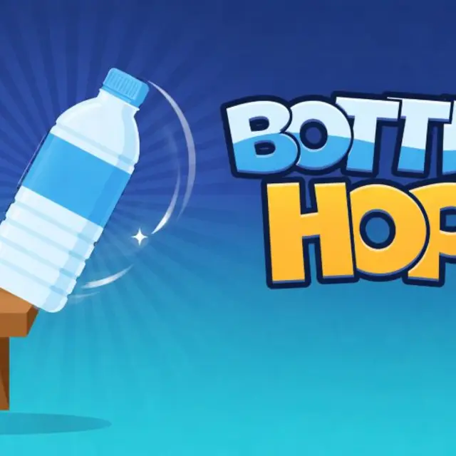 Bottle flipping through the air towards a table in a room