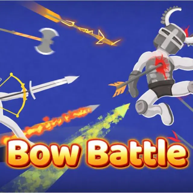 Stickman archer firing an arcing arrow at distant enemies