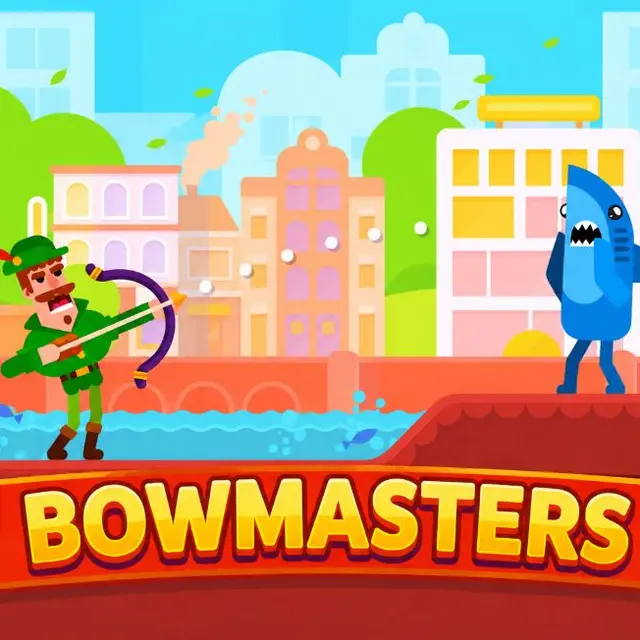Two characters throwing weapons at each other across a gap