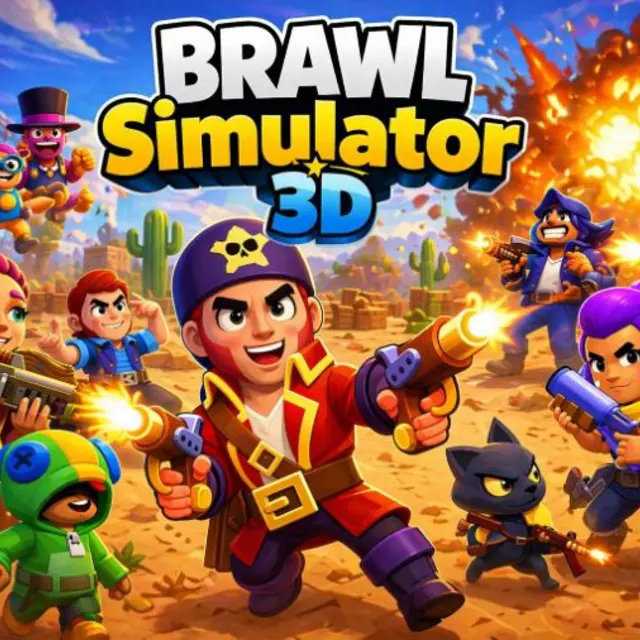 Top down arena with brawlers fighting around cover