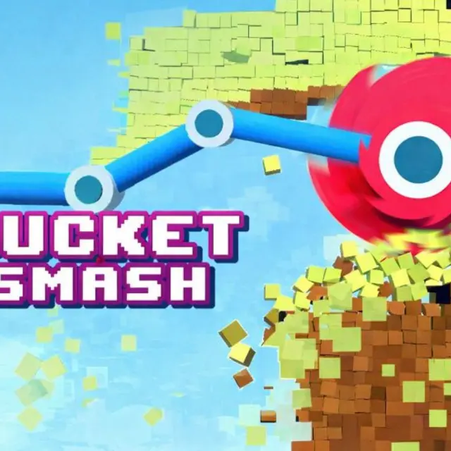 Pixel wall being cut by a saw and collapsing under its own weight in a physics puzzle
