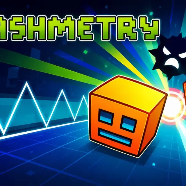 Auto-running character leaping over spikes in a rhythm platformer