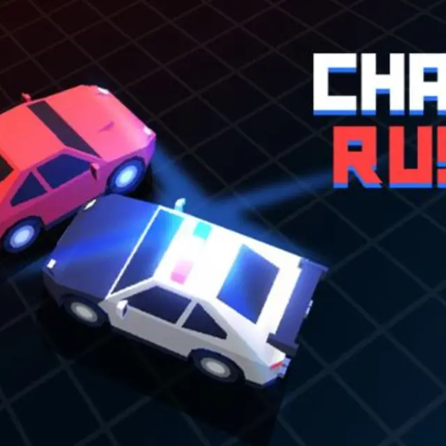 Car drifting through a city junction with police cars behind