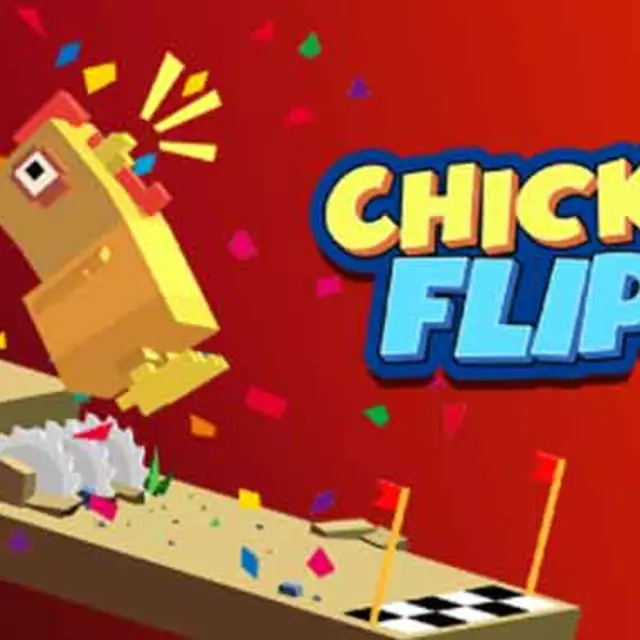 Pixel chicken flipping above a hill on a downhill course