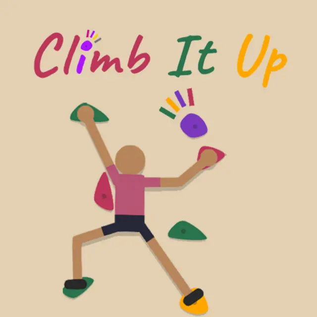 Character leaping between crumbling ledges up a vertical course