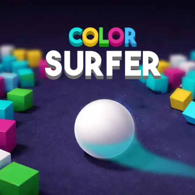 White ball rolling past coloured geometric obstacles in a 3D corridor