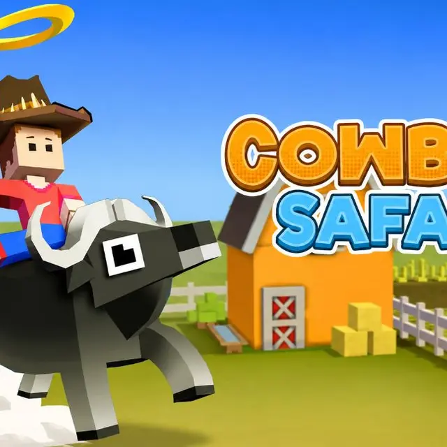 Rider on a running animal throwing a lasso towards another in an endless runner