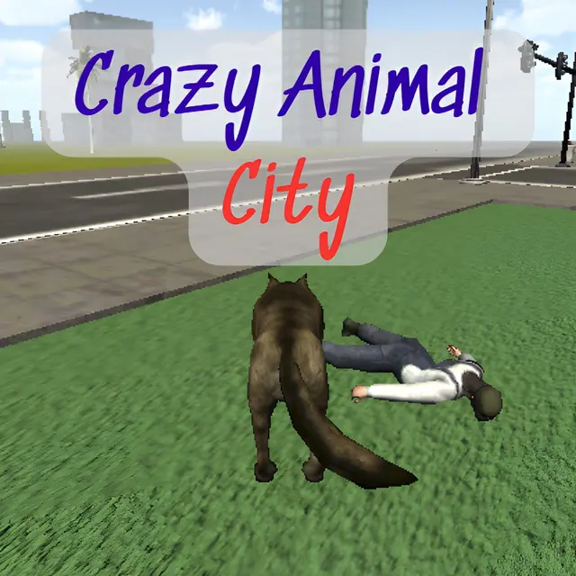 Large animal facing off against another in a city street