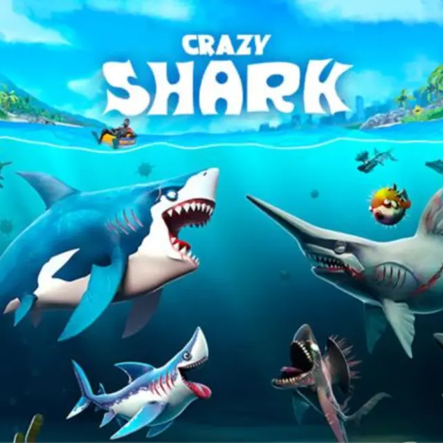 Shark swimming among fish with larger shapes in the deeper water