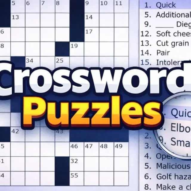 Crossword grid partly filled with a list of clues beside it