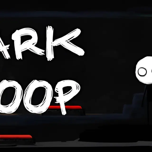 Dim room with a door and scattered objects in a looping escape puzzle