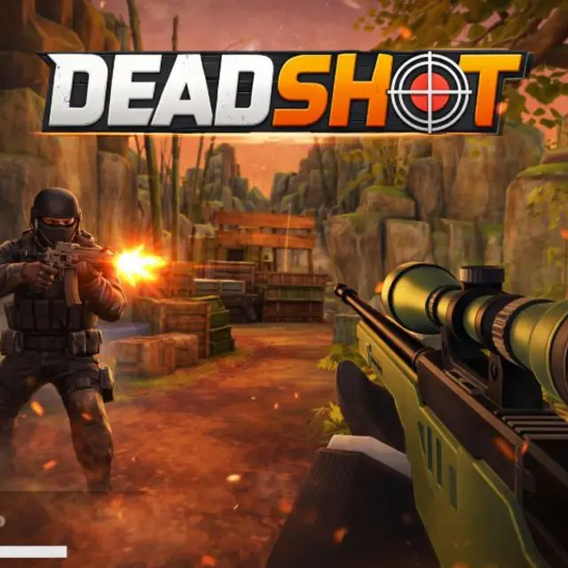 First person view down the sights of a rifle in a browser arena shooter