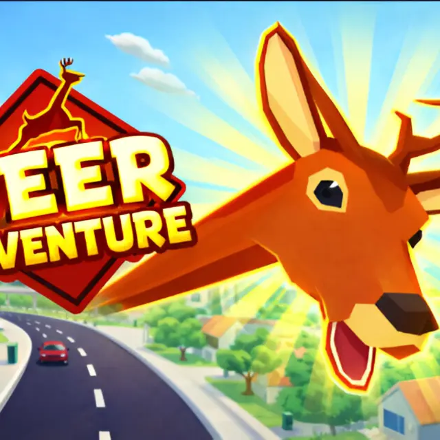 Deer with a stretched neck interacting with objects in an open world