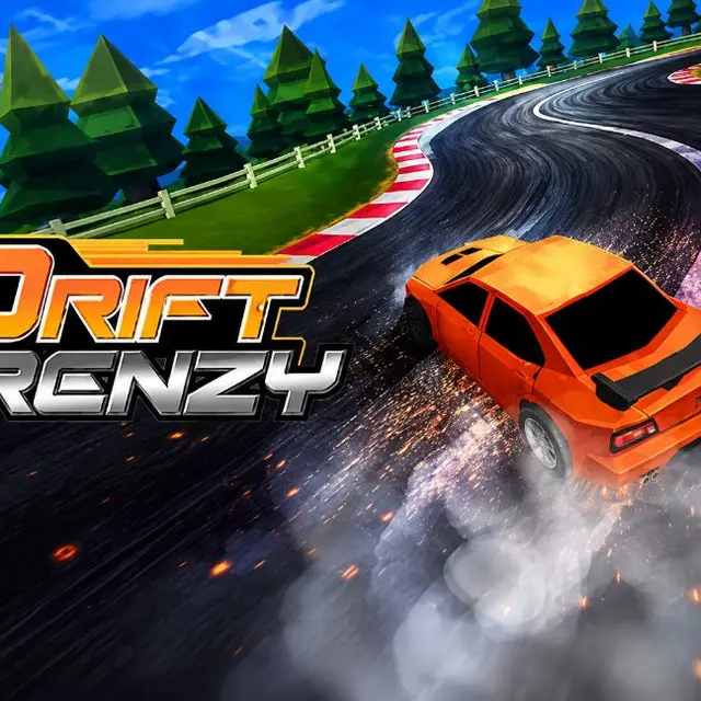 Car holding a drift through a narrow corner with tyre smoke