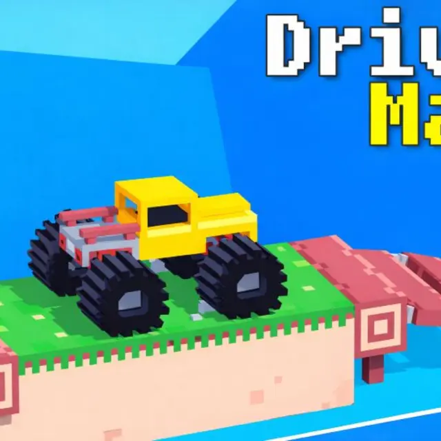Four wheel drive truck balancing on a ramp in a physics obstacle course