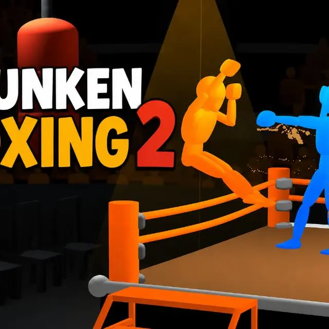 Two ragdoll boxers staggering into each other in a ring