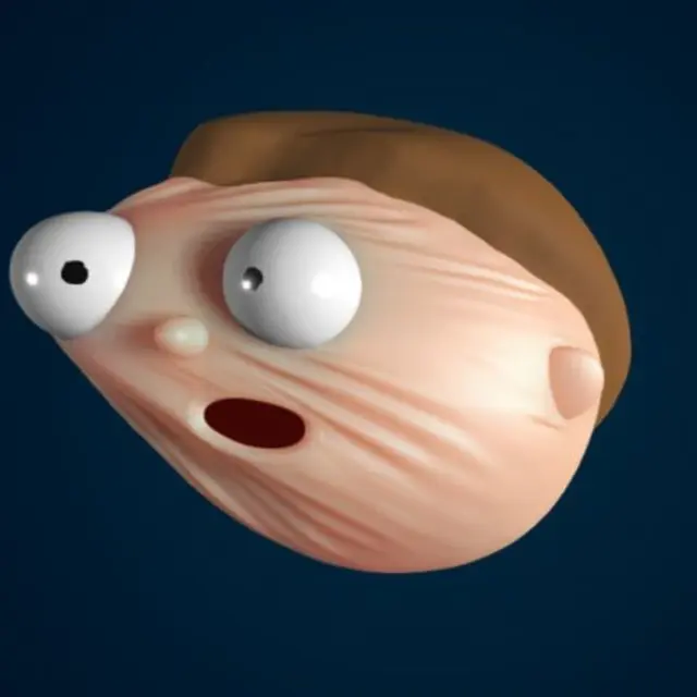Three dimensional face being stretched sideways by a cursor