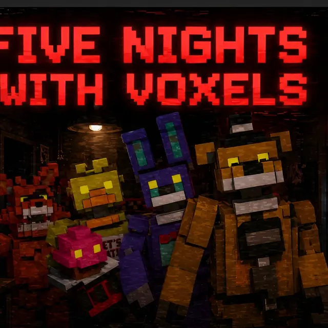 Blocky voxel corridor with a simple threatening shape at the end