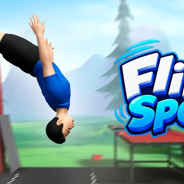 Character rotating in mid-air above a marked landing zone