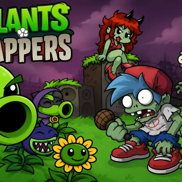 Rhythm battle between a zombie character and a plant opponent