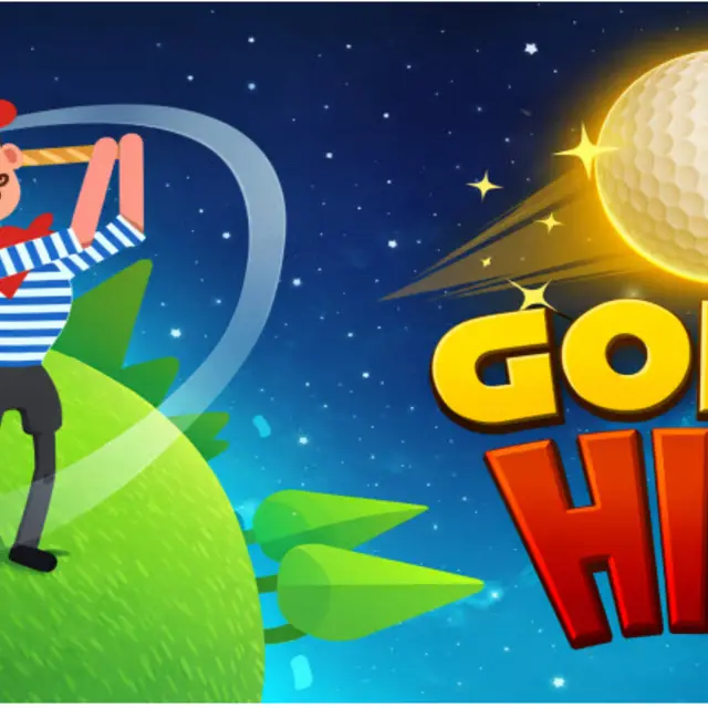 Golf ball being struck with a power meter beside it in an arcade golf game