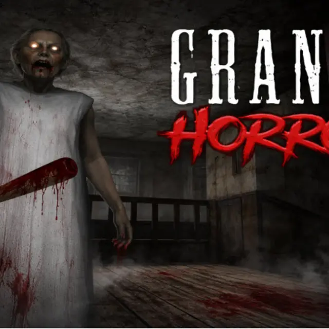 Dim corridor of an old house seen from a first person view in an escape horror game