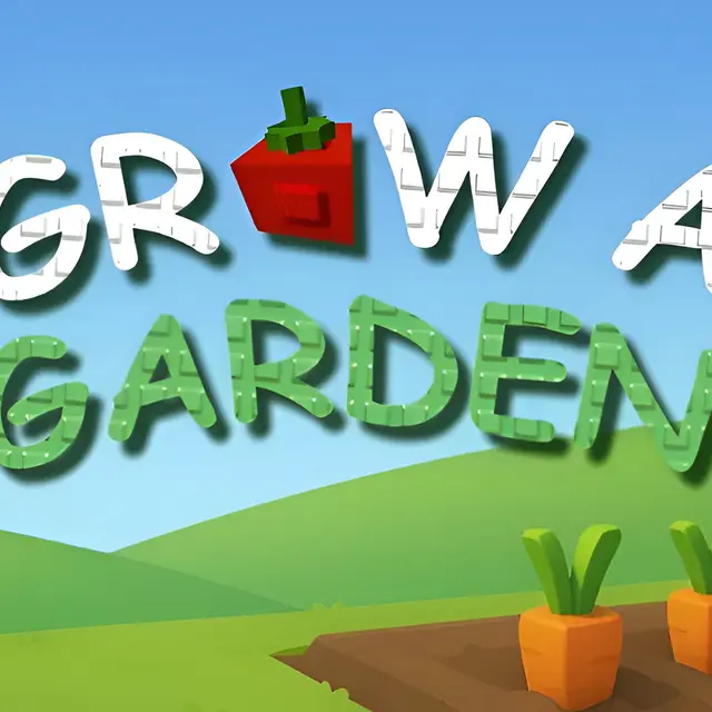 Blocky garden plot with rows of crops at different growth stages