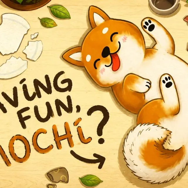 Hand drawn forest scene with hidden objects and a shiba inu puppy