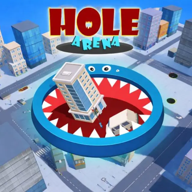 Dark hole swallowing cars and street furniture in a city arcade game