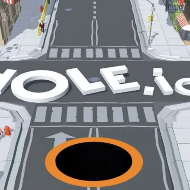 Dark hole swallowing cars and buildings in a city block