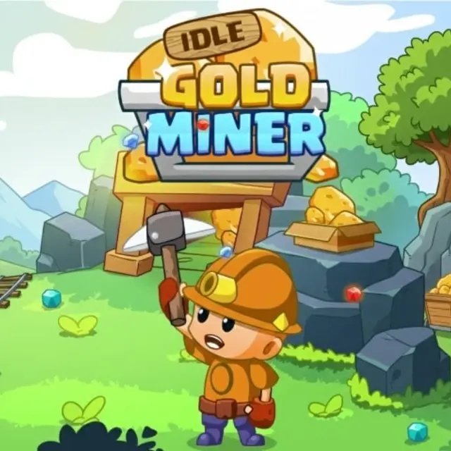 Mining camp with shafts, miners and ore carts at the surface