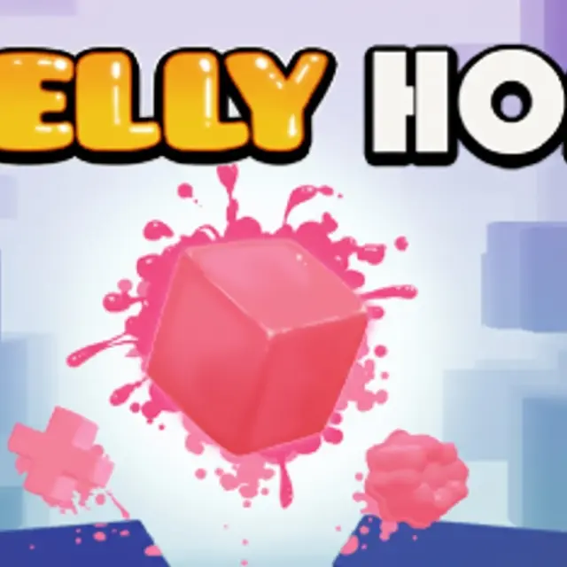 Small jelly character jumping between narrow pastel platforms