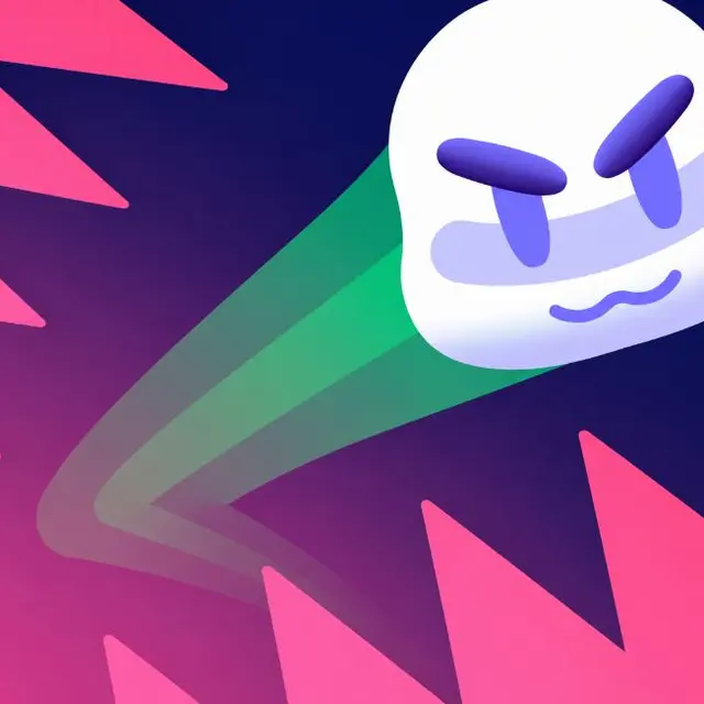 Character charging a jump between distant platforms
