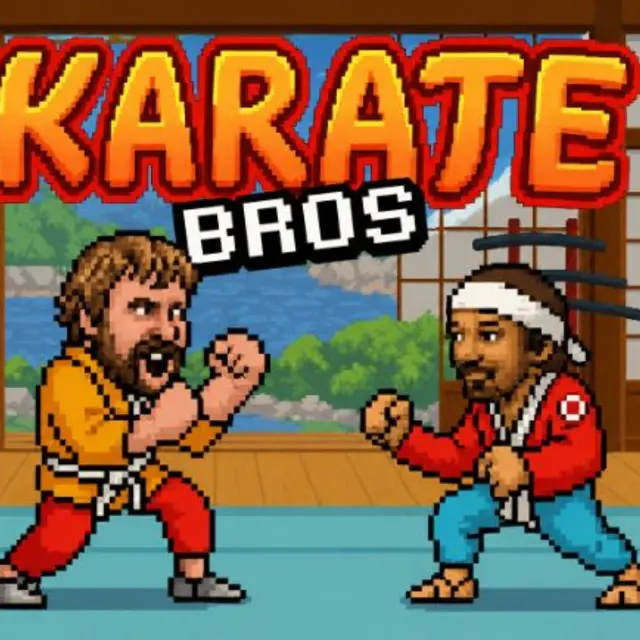 Two pixel karate fighters facing off in a short round