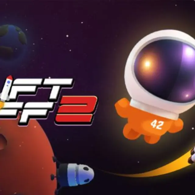 Rocket shedding a stage above a planet with a colony below