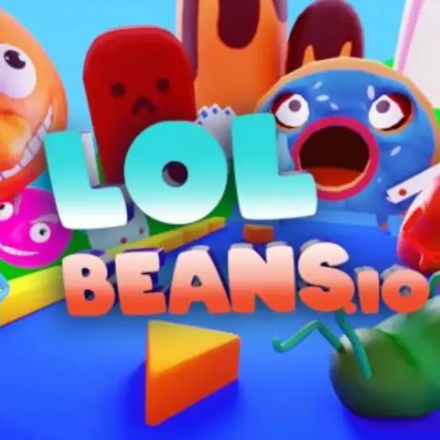 Crowd of bean characters tumbling over a spinning obstacle