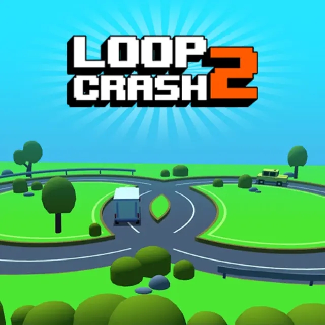 Car on a looping road approaching a junction full of crossing traffic