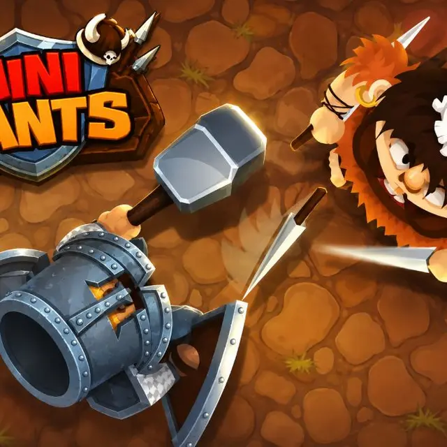 Small armed fighters of different sizes battling in an open arena