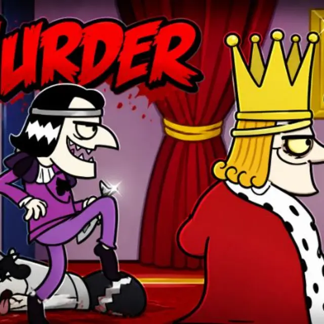 Pixel court scene with a hooded figure approaching a throne