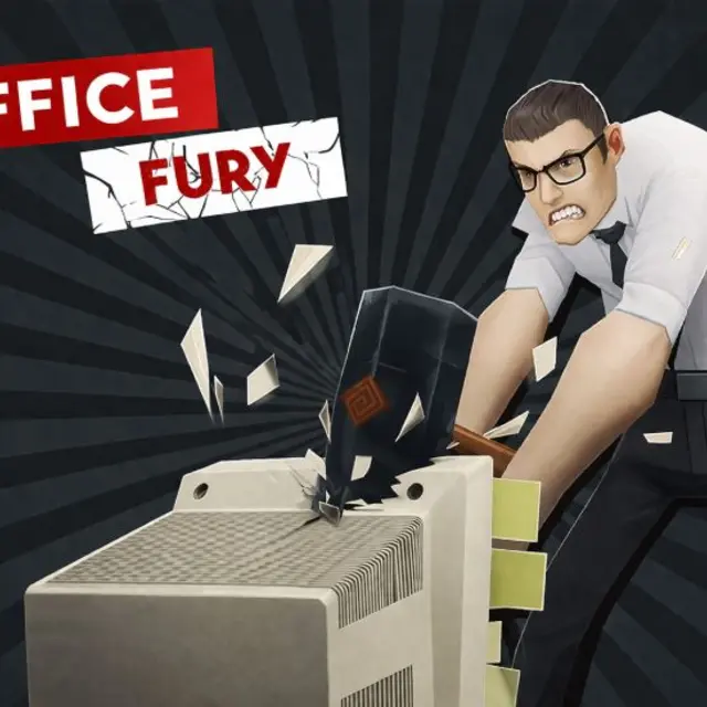 Office worker smashing cubicles with a timer counting down