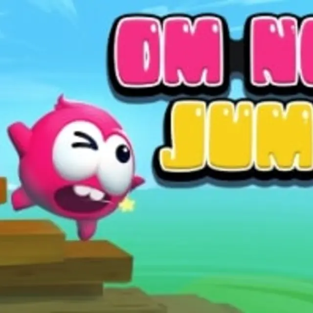 Small creature jumping up a tower of moving 3D platforms