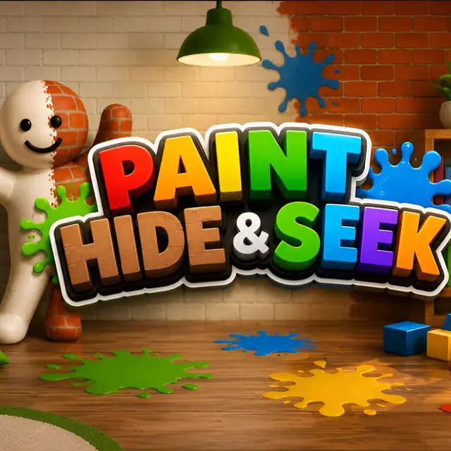Character painted to match a coloured wall as a seeker passes