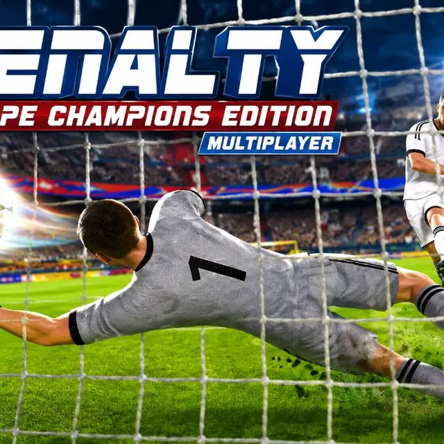 Penalty spot view with a goalkeeper preparing to dive