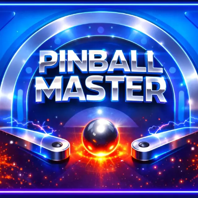 Pinball table with two flippers, ramps and a ball in play